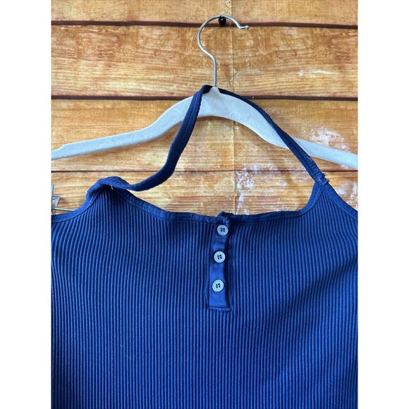 Madewell Seamless Halter Biker Unitard Size Large- XL in Classic Indigo - Picture 4 of 10